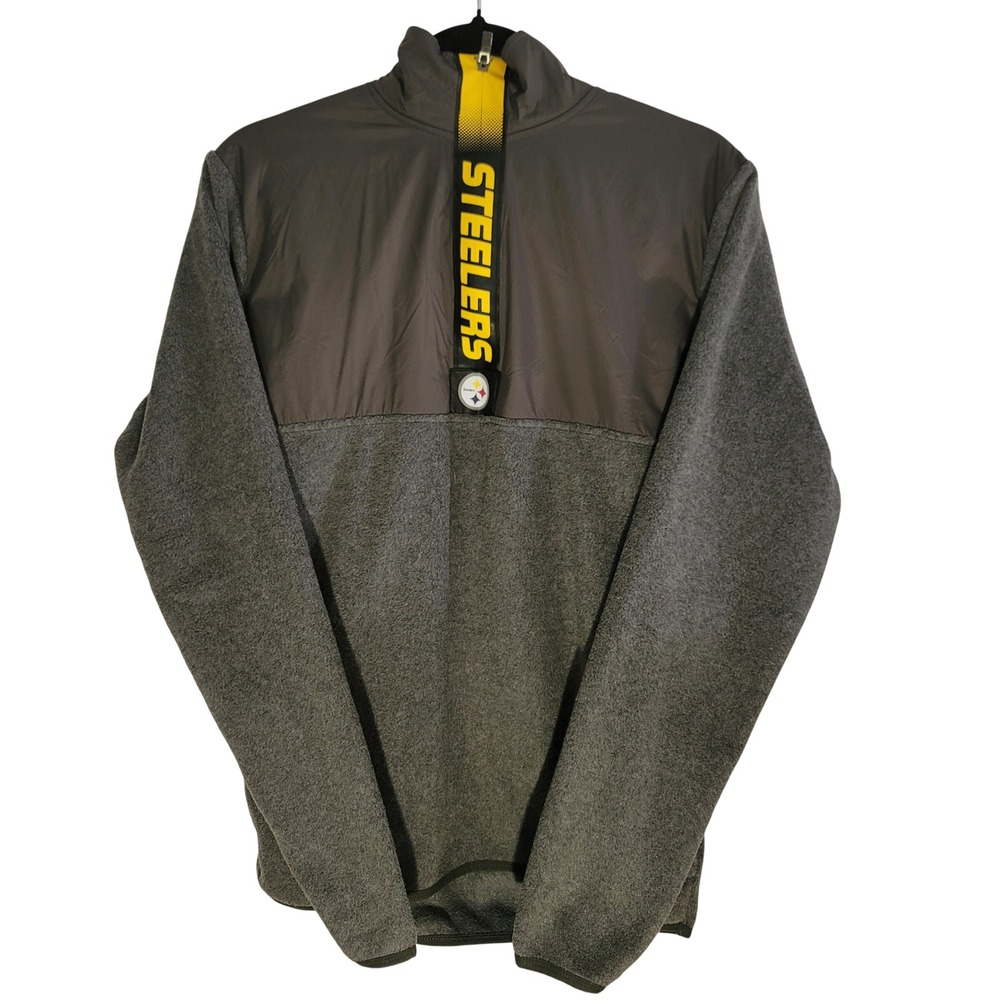 '47 Brand Pittsburgh Steelers Pullover Mens Small Gray 1/4 Zip Fleece Jacket